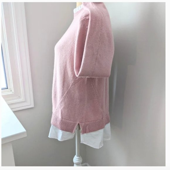 Ted Baker Lissiah Bobble Sleeve Mockable light pink white layered Sweater size 3 - Picture 9 of 13